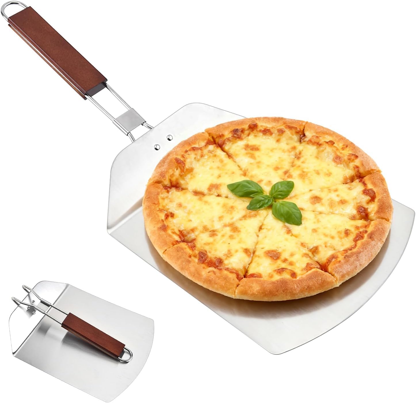 Foldable Stainless Steel Pizza Peel With Handle - Essential Pizza Paddle For 10-1 Inch Pizzas, Perfect Kitchen Tool For Home Bakers & Pizza Lovers 32cm*63.5cm