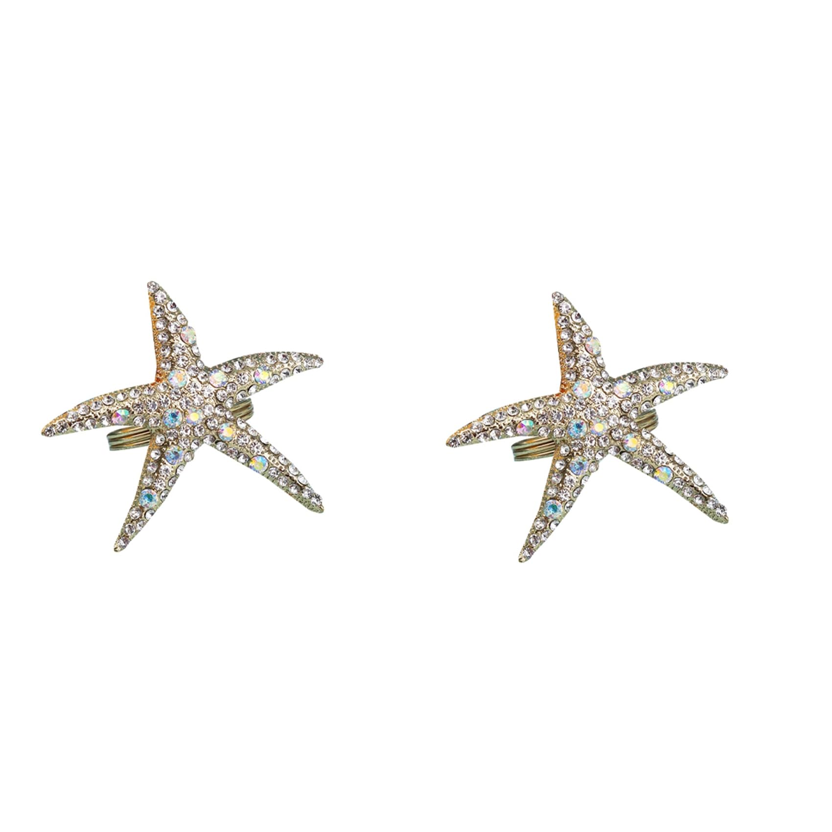 Vjsujehgy 16 Pack Crystal Starfish Napkin Rings,Rhinestone Napkin Ring Napkin Holders for Wedding Party, Beach Table Decor