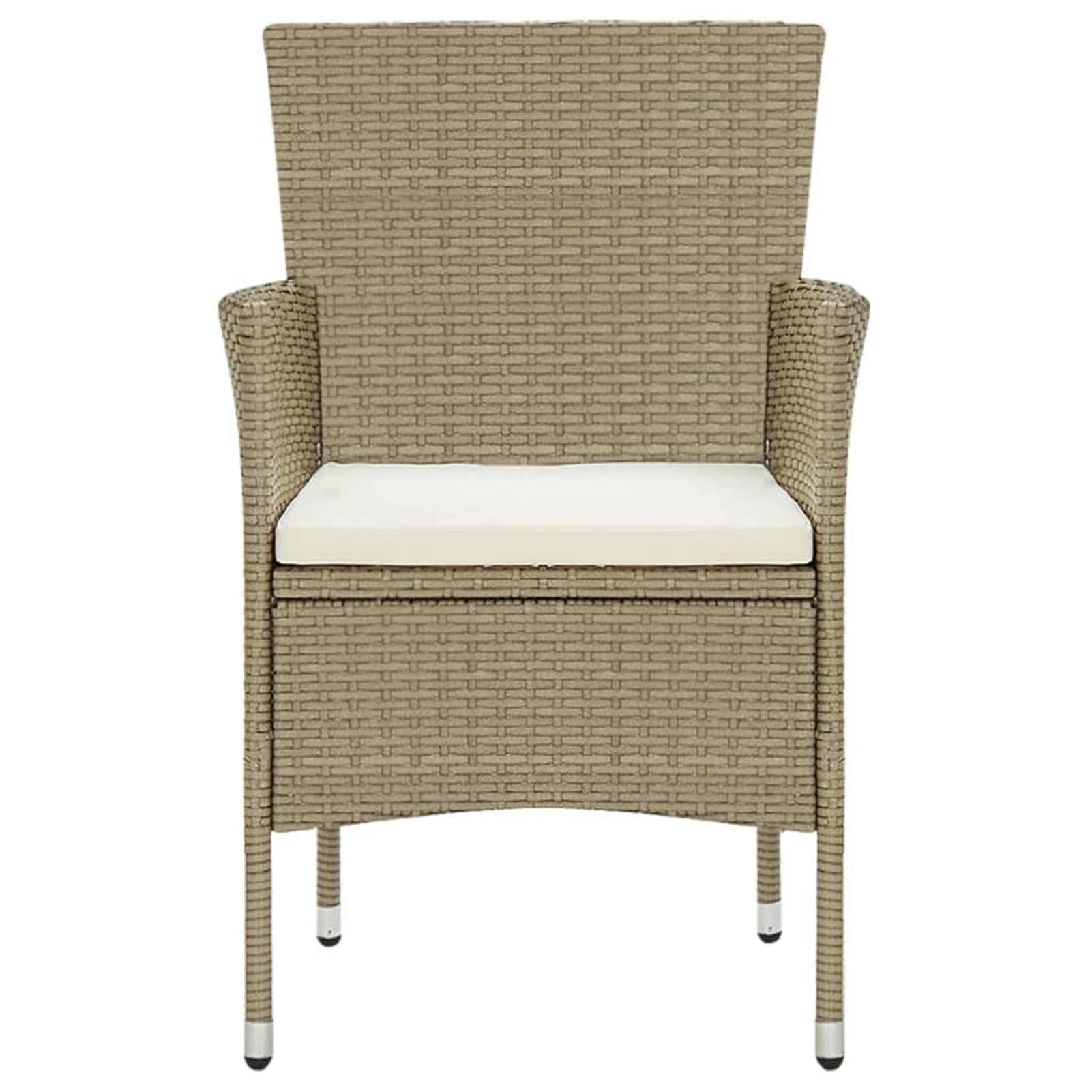 Juego de 4 sillas de jardín con cojín, sillas de jardín, sillas de ratán, sillas de jardín, muebles de balcón, resistentes a la intemperie, terraza, balcón, 4 unidades, polirratán, beige