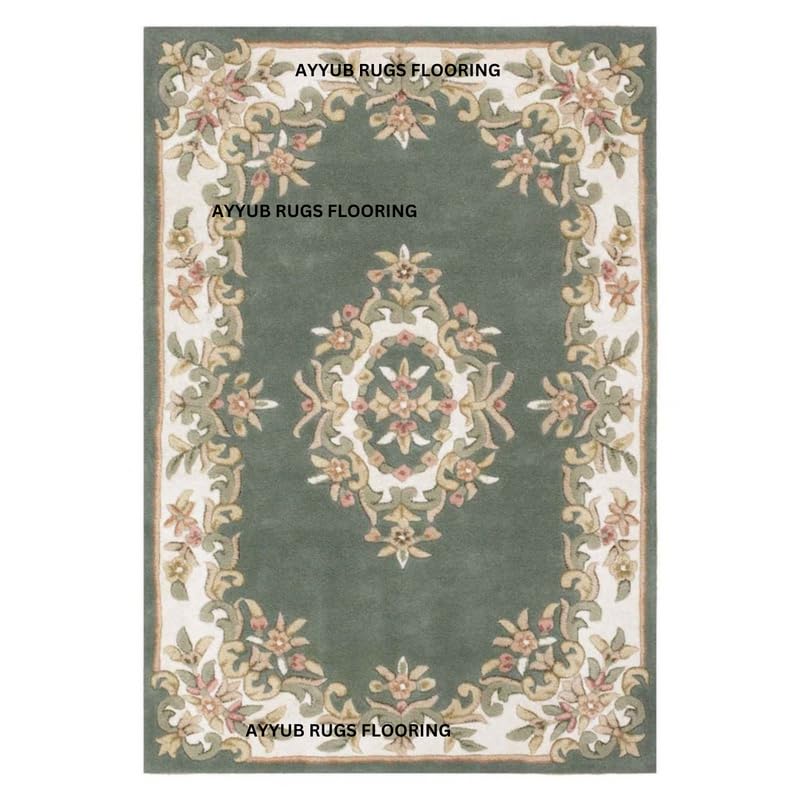 Tapete Premium de Lana Hecho a Mano Diseño Aubusson 5x7 pies miniatura 3
