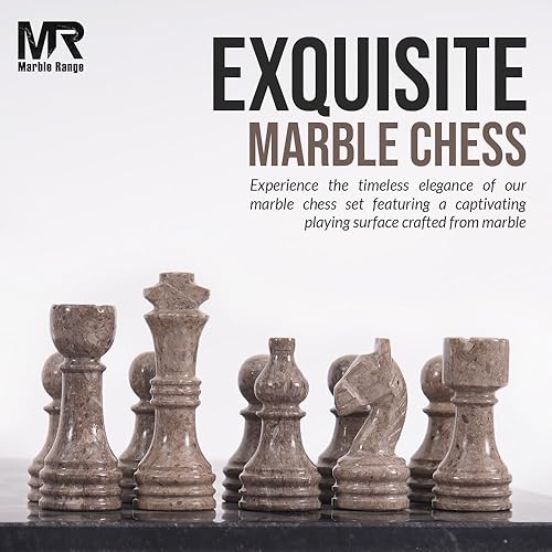 Miniatura 3 de Juego de ajedrez de mármol para adultos de 15 pulgadas hecho a mano negro y OceanicBoard con 32 piezas de ajedrez, 2 reinas adicionales y caja de