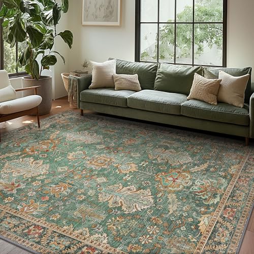 Bavni 8x10 Green Vintage Chenille Rug