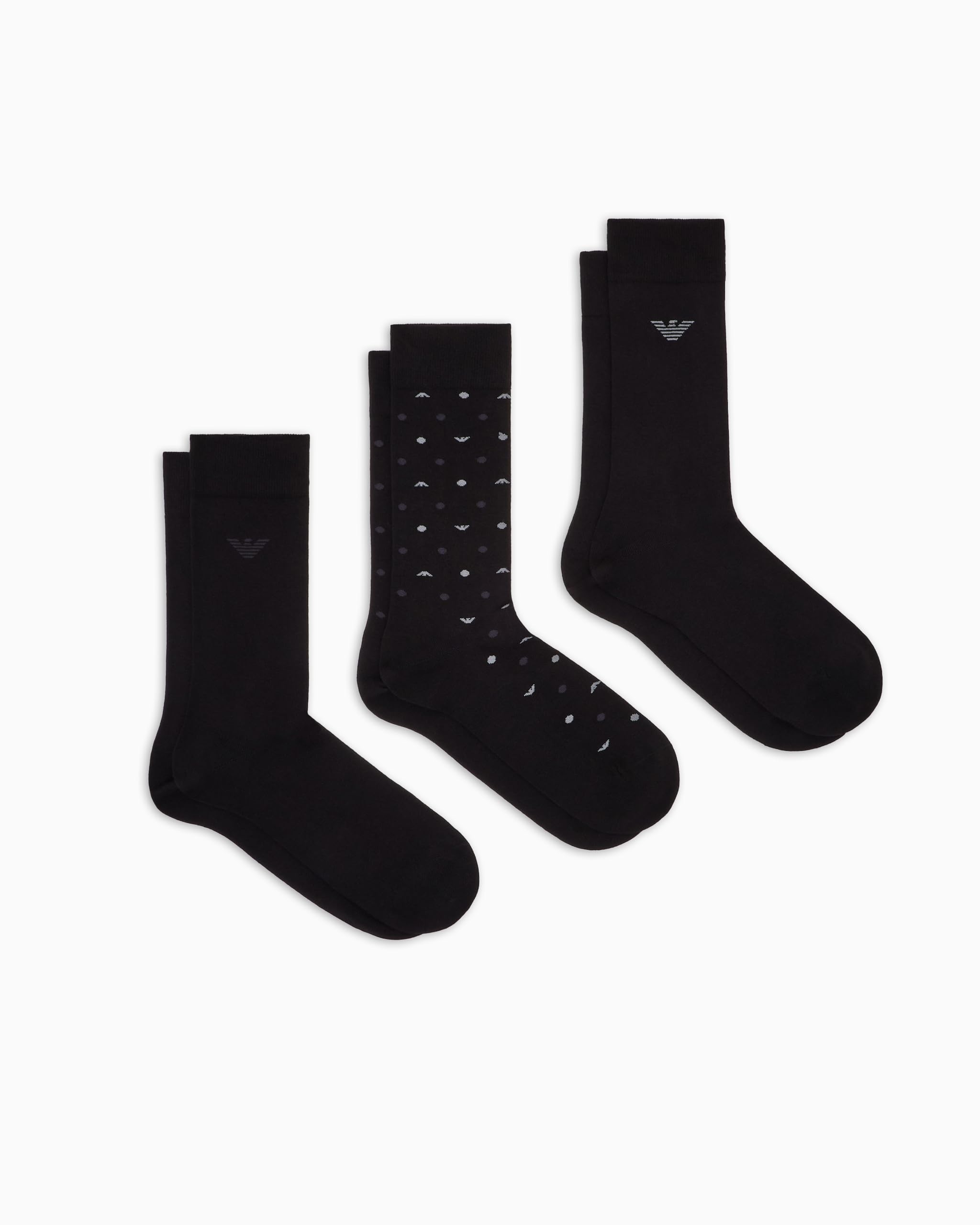 Emporio Armani MAN'S ALLOVER EAGLE 3-PACK SOCKS SHORT BLACK TU