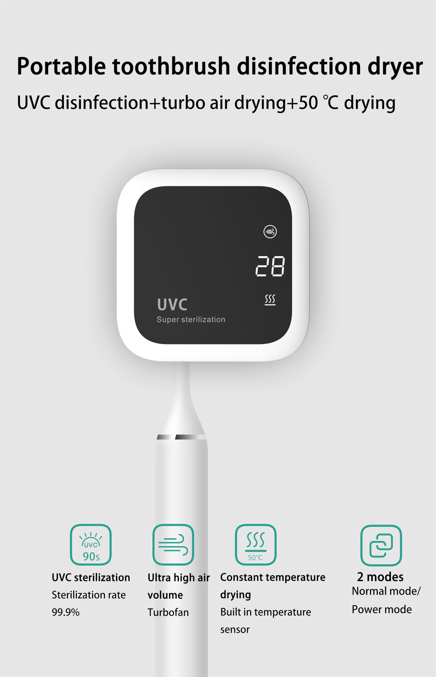 Winnes Stérilisateur de brosse à dents avec lumière UV, séchage à l'air extrêmement rapide, fonctionnement intelligent double mode pour protéger la santé bucco-dentaire de toute la famille, Blanc.,