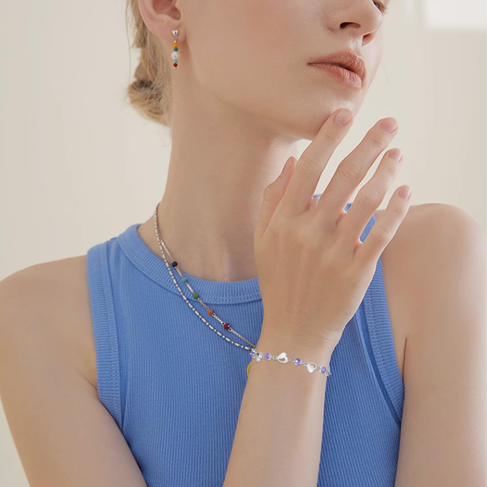 VGWON Braccialetto a cuore in argento sterling 925 per donne ragazze - Regali di compleanno e Natale per lei - Viene fornito con una scatola regalo e una cartolina di auguri