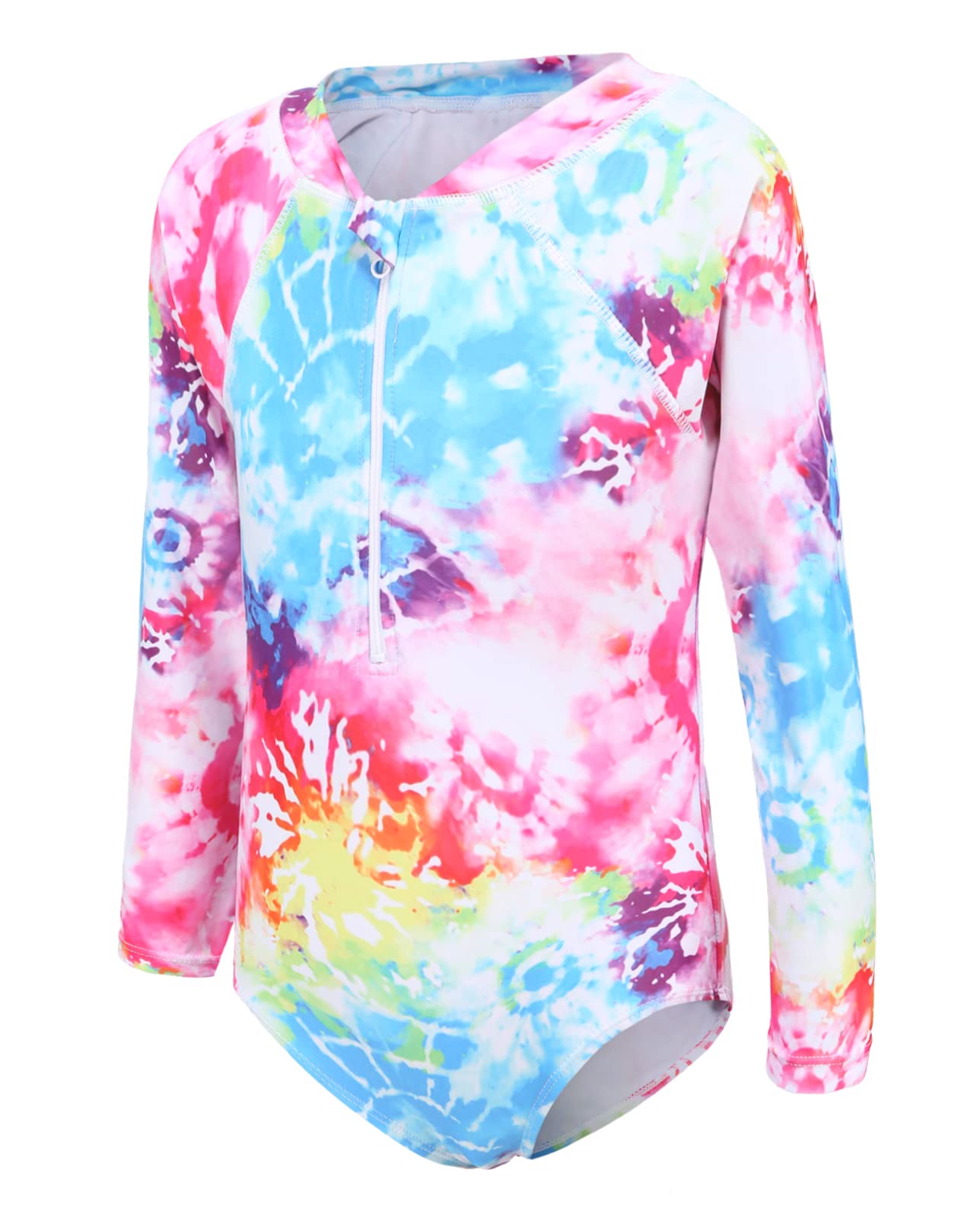 AisyeeTraje de baño de manga larga para niñas, traje de baño de una pieza, traje de baño de playa hawaiano, traje de baño para niñas 6-