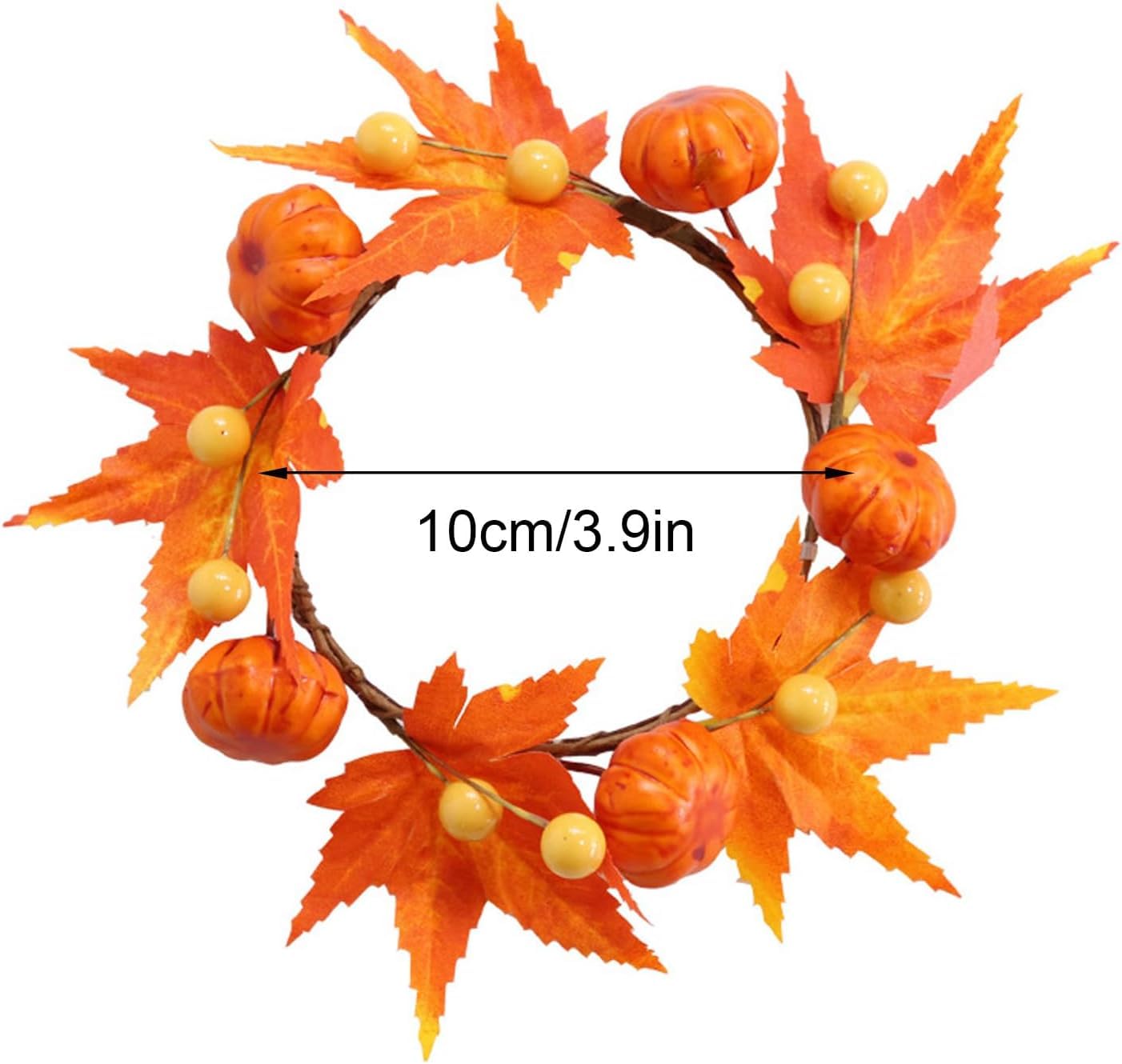 Couronne de porte, couronne de porte, couronnes d'automne de porte d'entrée, couronnes de bougies d'automne, guirlande de bougies en feuille d'érable de citrouille artificielle avec baies, mini couron