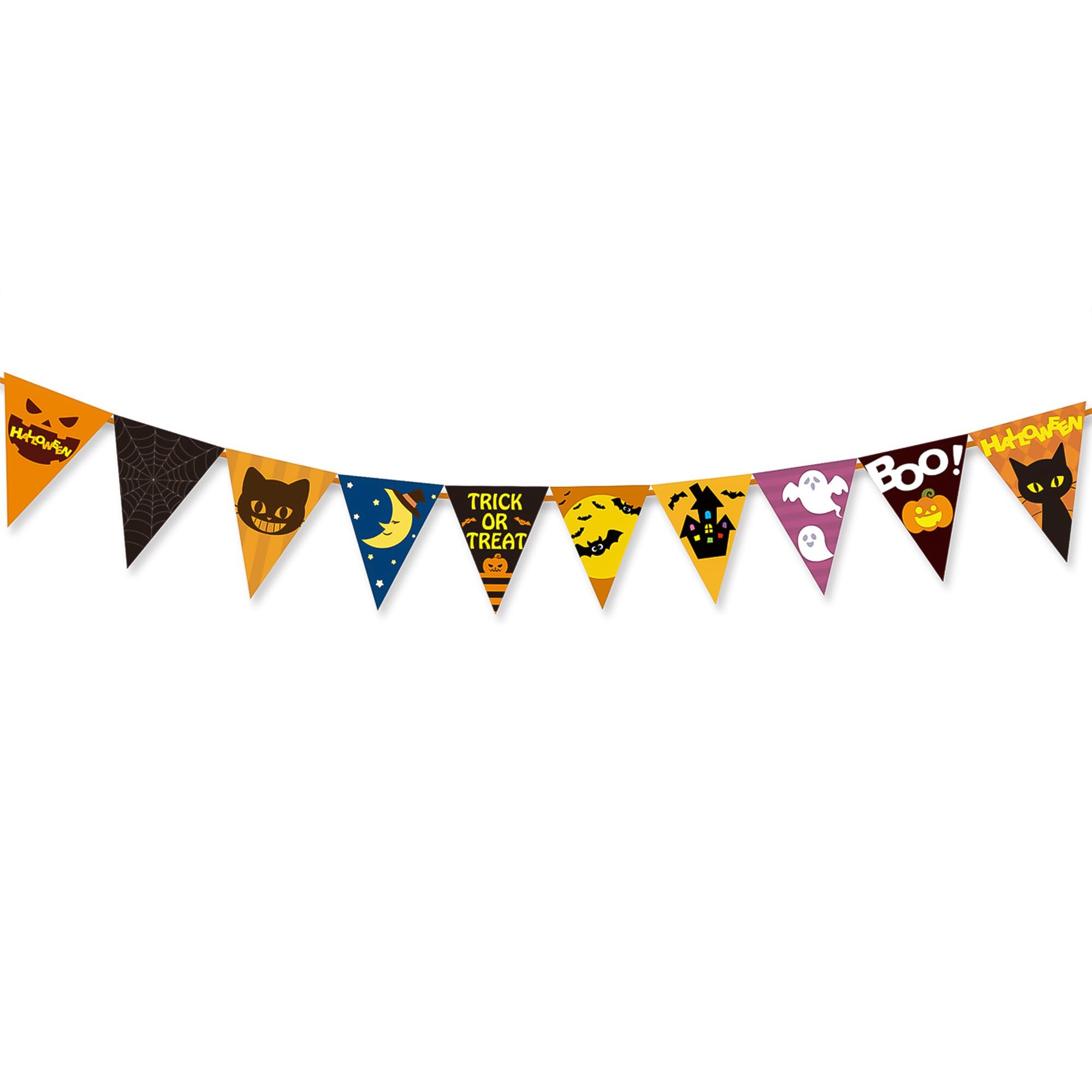 Halloween Decoration Banner - Orange Black Triangle Flag Banner for Home Party, Halloween Decorations Indoor Outdoor Decor for Fireplace Wall Supplies