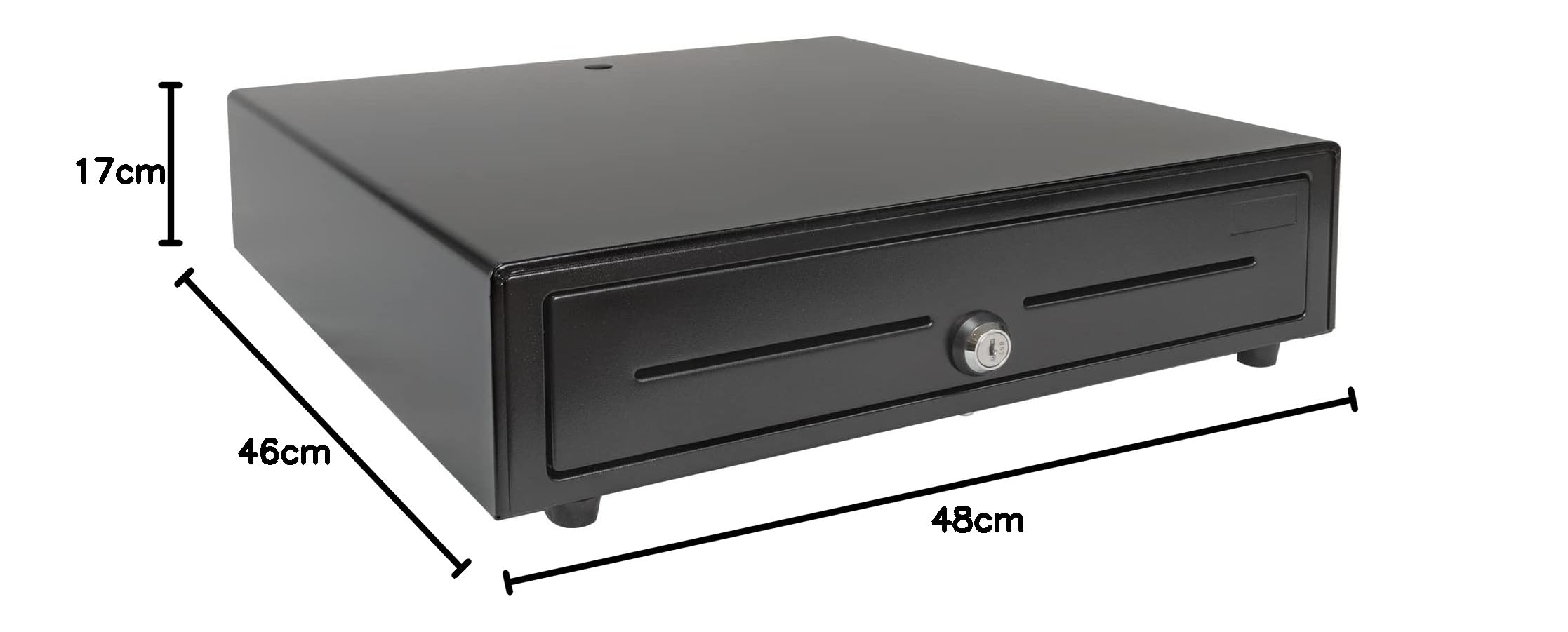UNYKAch Cajón Portamonedas UNYCASH 56001 – Estructura Metálica 41x41cm – 4 Compartimentos para Billetes y 8 para Monedas – Apertura Automática RJ11 y Manual con Llave – Compatible con Sistemas POS