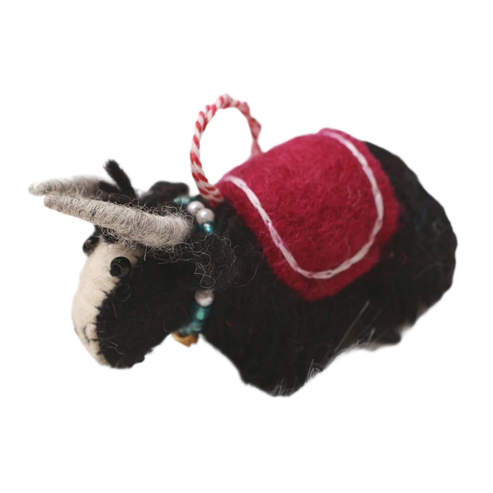 OSNIYAW Miniature Yaks Felt Doll Creative Woolen Farm Animal Hanging Ornament for Purse or Car Rear View Mirrored Decoration Felt Cattle Hanging Ornament