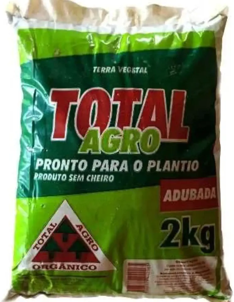 Terra Vegetal Preta Adubada Pacote 2kg - Substrato Orgânico para Plantio Saudável em Jardins, Hortas, Gramados e Vasos - Total Agro Sem Cheiro