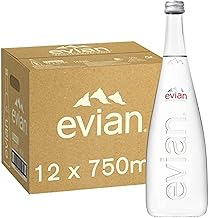 ( 12 Pack ) Evian Still Natural Mineral Water Glass Bottle 750ml