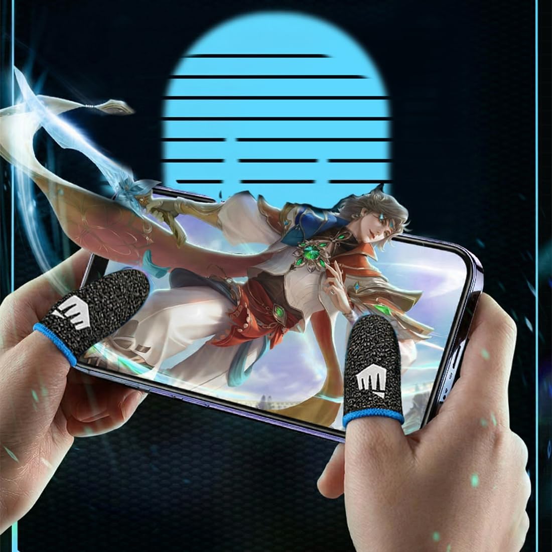 3 paire doigtiers de jeu et 1 boîte, étui de jeu mobile, gants pour écran tactile résistants à la transpiration, adaptés aux doigts pour les jeux sur écran tactile, doigtiers de jeu, jeux sur
