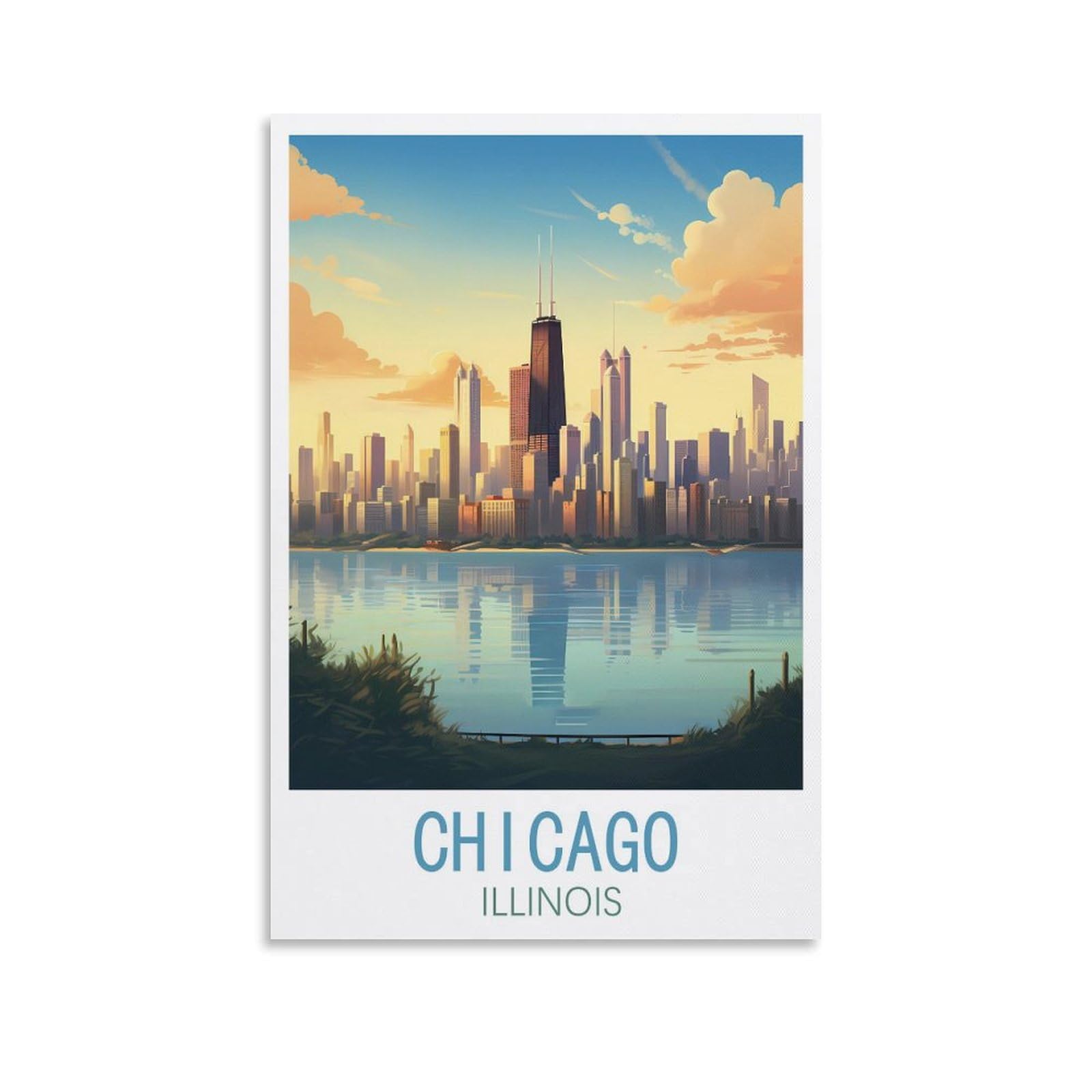 EZMLFA DIY 5D Diamond Painting Kits for Adults,Chicago Illinoiss DIY Diamond Art Kits Gem Painting Crafts for Home Wall Decor 40x40cm