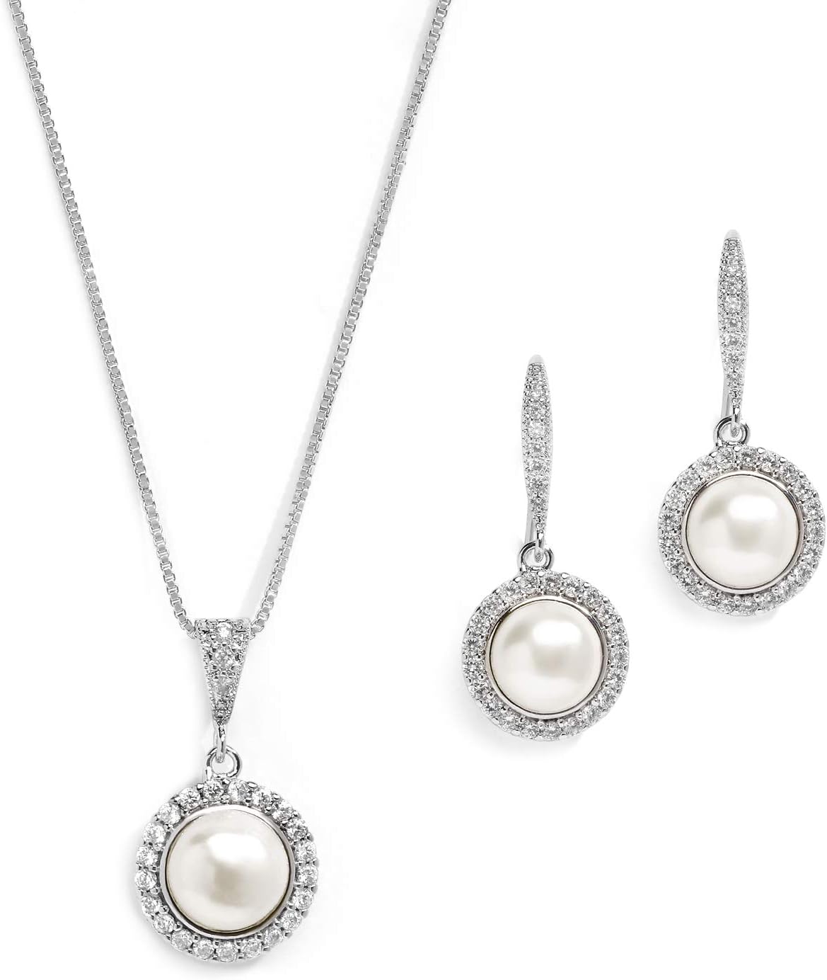 MariellPearl Bridal Wedding Necklace & Earrings Jewelry Set for Brides, Bridesmaids, Bridal Jewelry Set