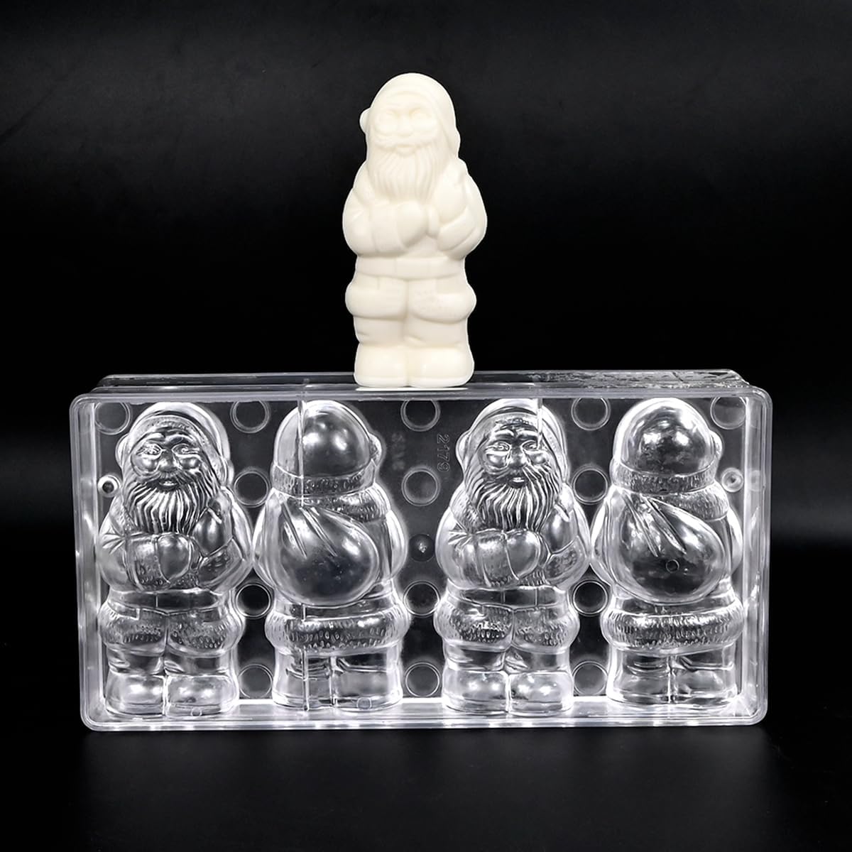 TUKE 2PCS Chrisma Man Polycarbonate Chocolate Mold Set for Candy Making Professional Grade, Food Safe, Reusable Baking Mold for Chocolates, Candies, Gummies, Ice Cubes (B_ Chrisma Man)