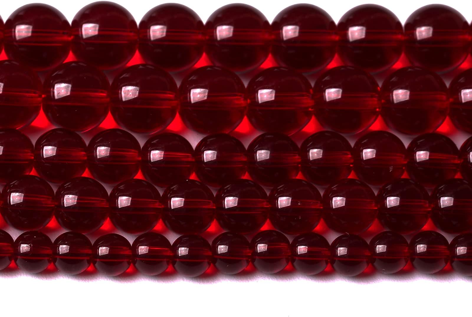 Smooth Garnet Red Glass Crystal Round Loose BeadsFor Jewelry Making DIY Bracelet Necklace Accessories 4mm 91pcs 15" Strand(Garnet Red Glass, 4mm)