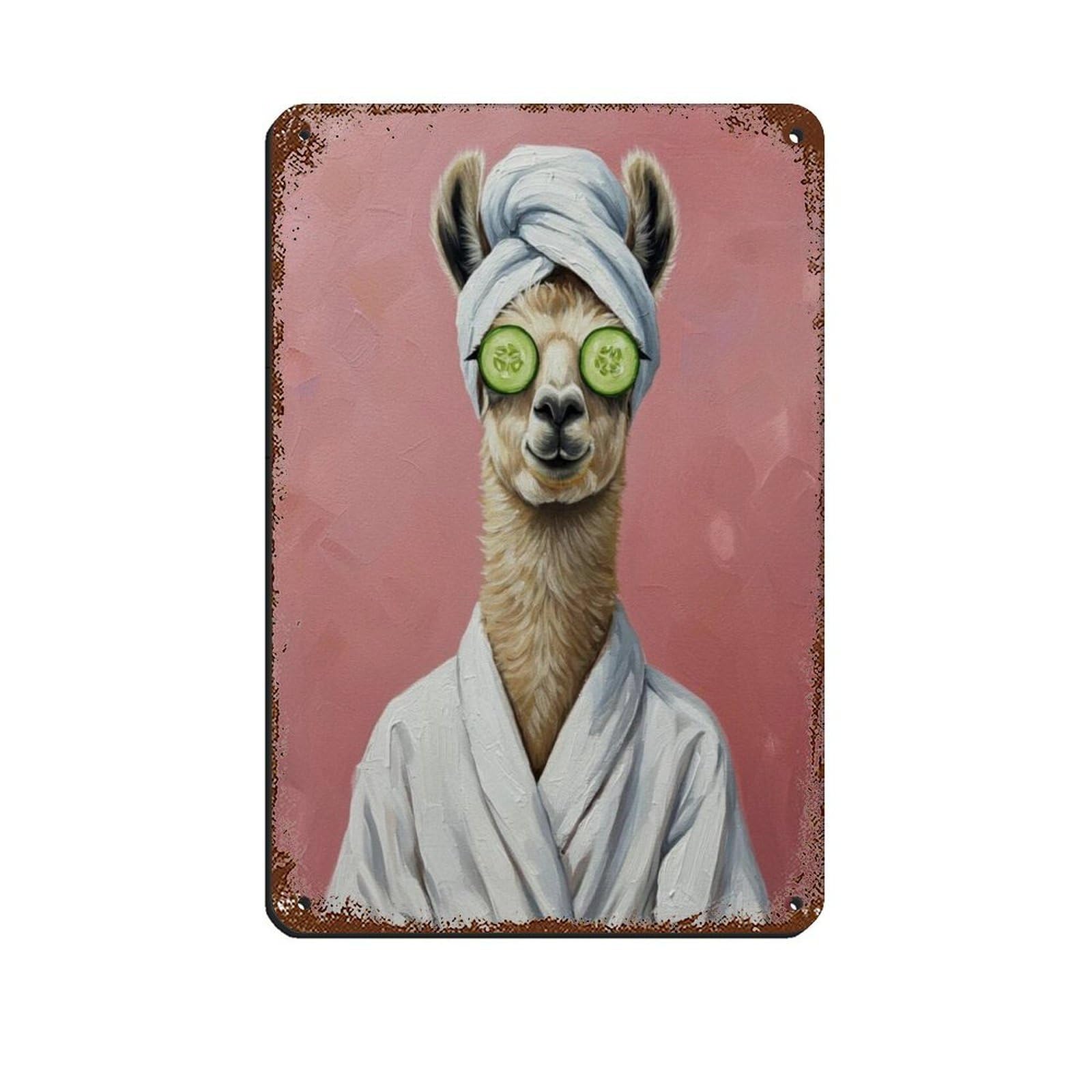 Bathroom Spa Llama Décor Art Tin Sign Vintage Metal Pub Club Cafe Bar Home Wall Art Decoration Poster Retro 8x12inch(20x30cm)