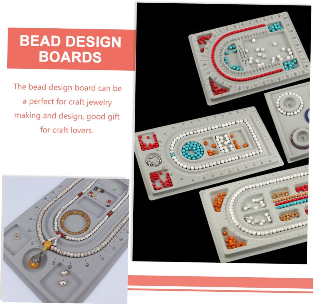 VALICLUD Jewelry Beading Board Tray for Bracelet and Necklace Design Compact and Lightweight Bead Board for Jewelry Making Multi-functional Craft Tool Smooth for Enthusiasts