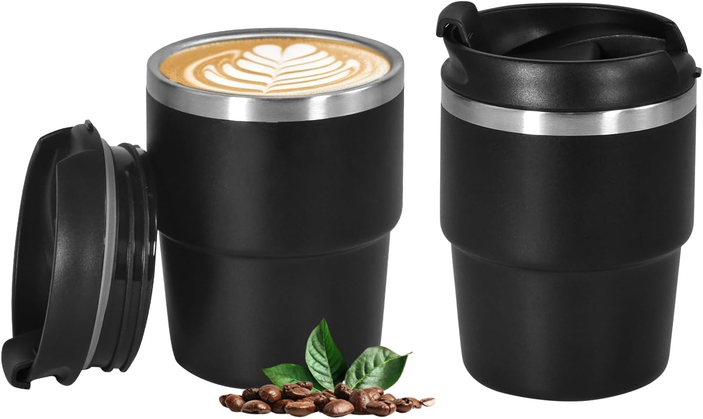 CHLJAR 6oz Vacuum Insulated Espresso Cup Set of 2, Espresso Shot Cup for Coffee, Double Wall Stainless Steel Mini Tumbler Shot Glasses with Lid