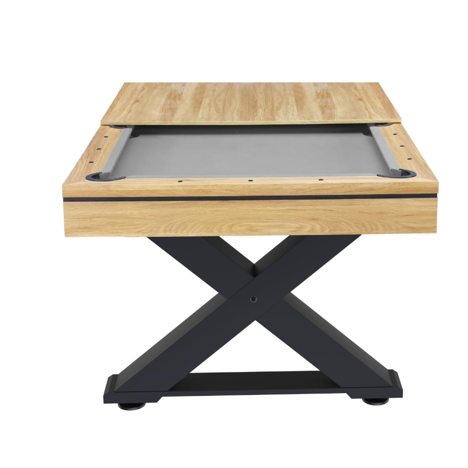 CONCEPT USINE | Table Multi-Jeux 3 en 1 Billard et Ping-Pong Texas + Accessoires | Design Moderne Bois Naturel | Table de Jeu ou Repas Salle à Manger | Matériaux de Qualité | en Famille ou Entre Amis