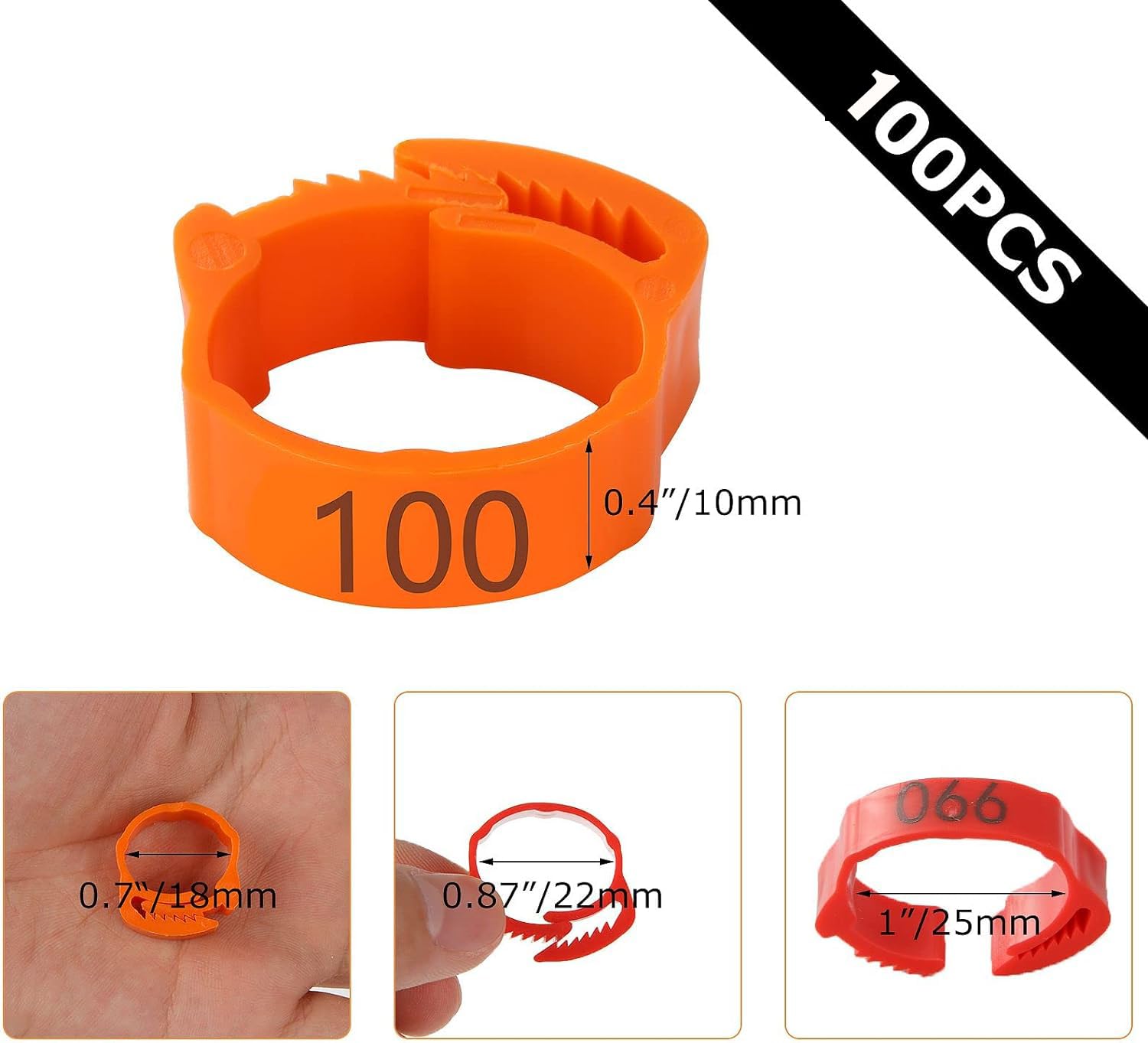 Ueetek 100pcs Plastic Clip On Leg Rings Foot Tag Pigeon Chick Bantam Small Poultry Yellow