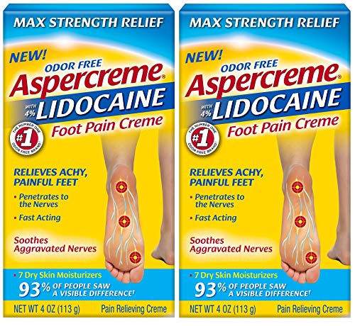 Aspercreme 4% Lidocaine Foot Pain Cream, 4 Ounce (Pack of 2)