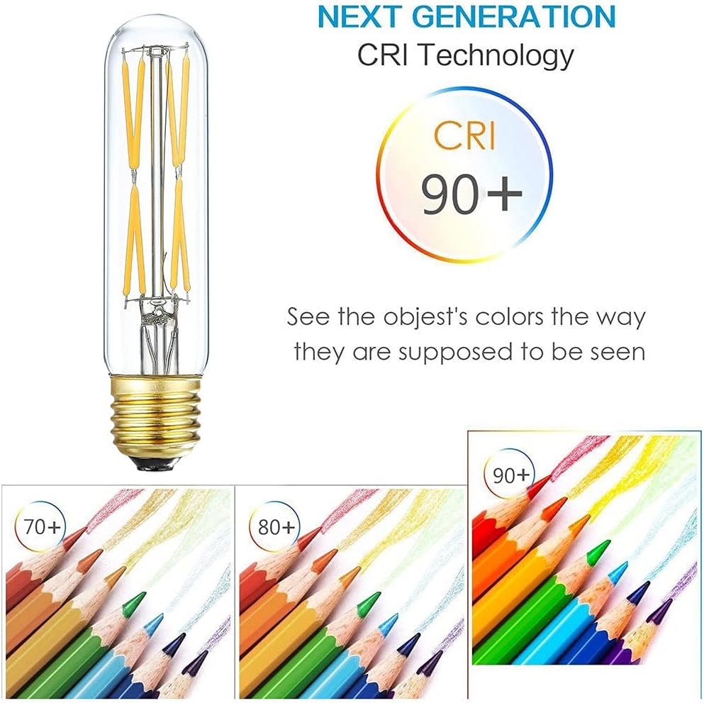 T10 Led Bulb,Dimmable 8W Led Tubular Bulbs, 75-100 Watt Incandescent Bulb Equivalent, 3000K Soft White, Clear Glass, E26 Base Lamp Bulb, for Cabinet Display Cabinet etc,6 Pack. (Soft White)