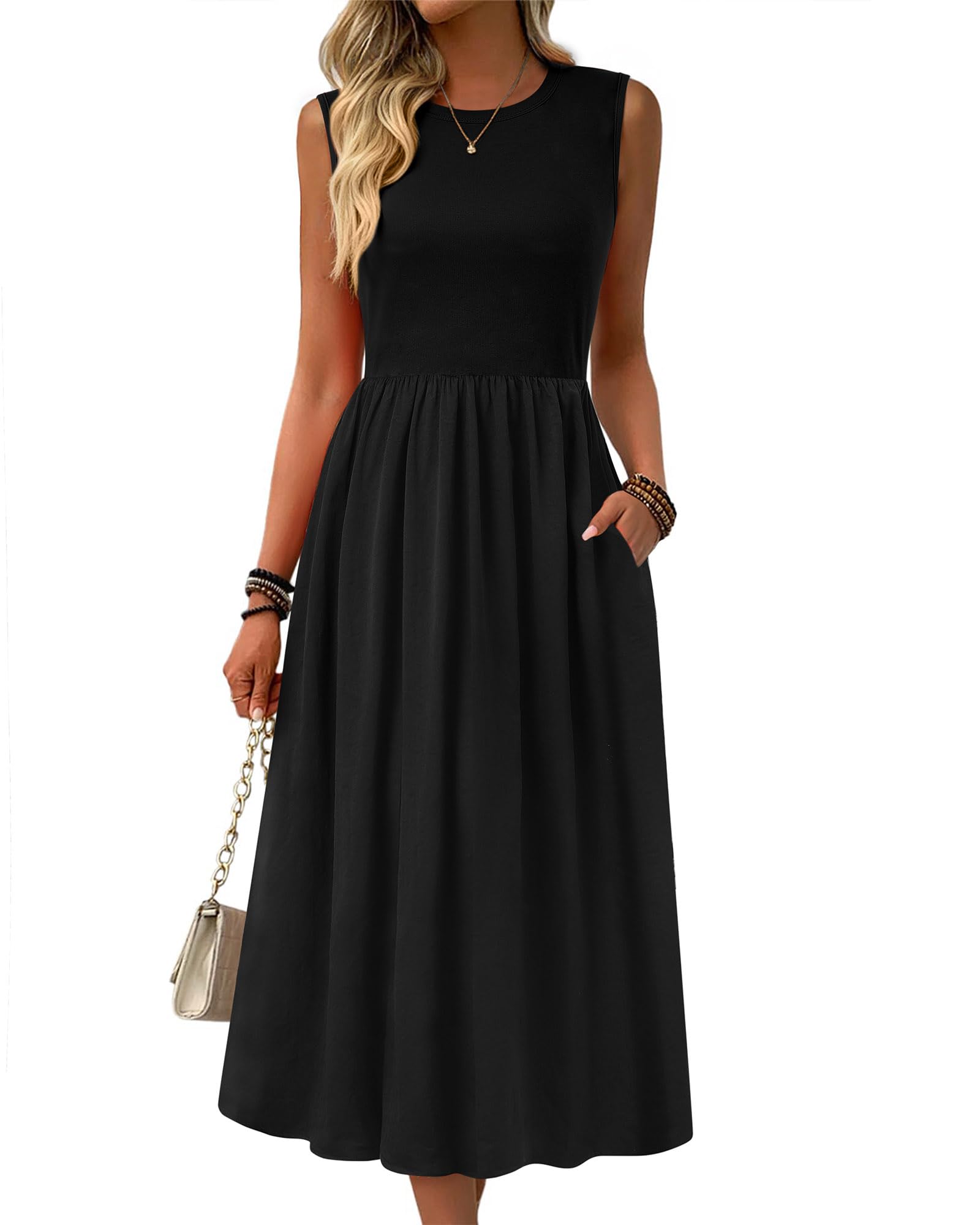 Women's Summer Maxi Dress - Tank Top Ankle Length Long Dress - Black Party Casual Dress - View #6