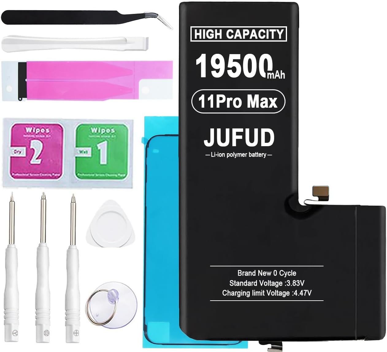19500mAh Replacement Battery Used for iPhone 11 Pro Max - 0 Cycle Battery Compatible with Models A2161 A2220 A2218 with Full Repair Tool Kit