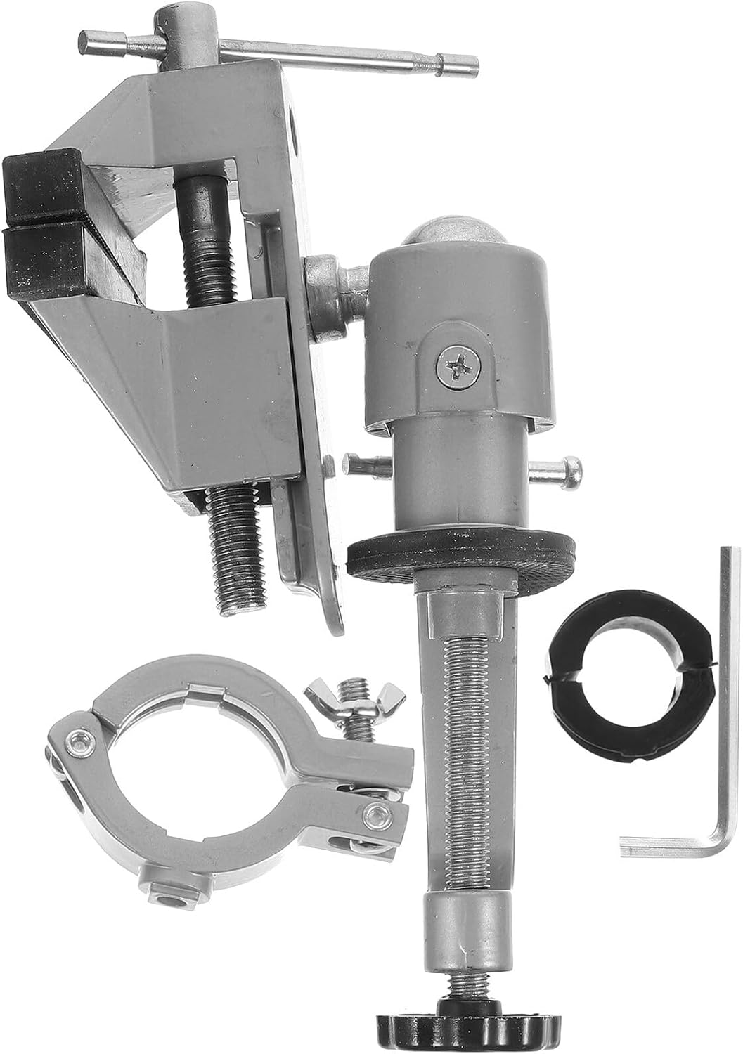 Rotatable Table Vise Clamp with Drill Press Stand Multipurpose Woodworking and Milling Vise for Jewelry Making Model Crafting Electronics and Repairs Anti-slip Jaw Bench Clamp for