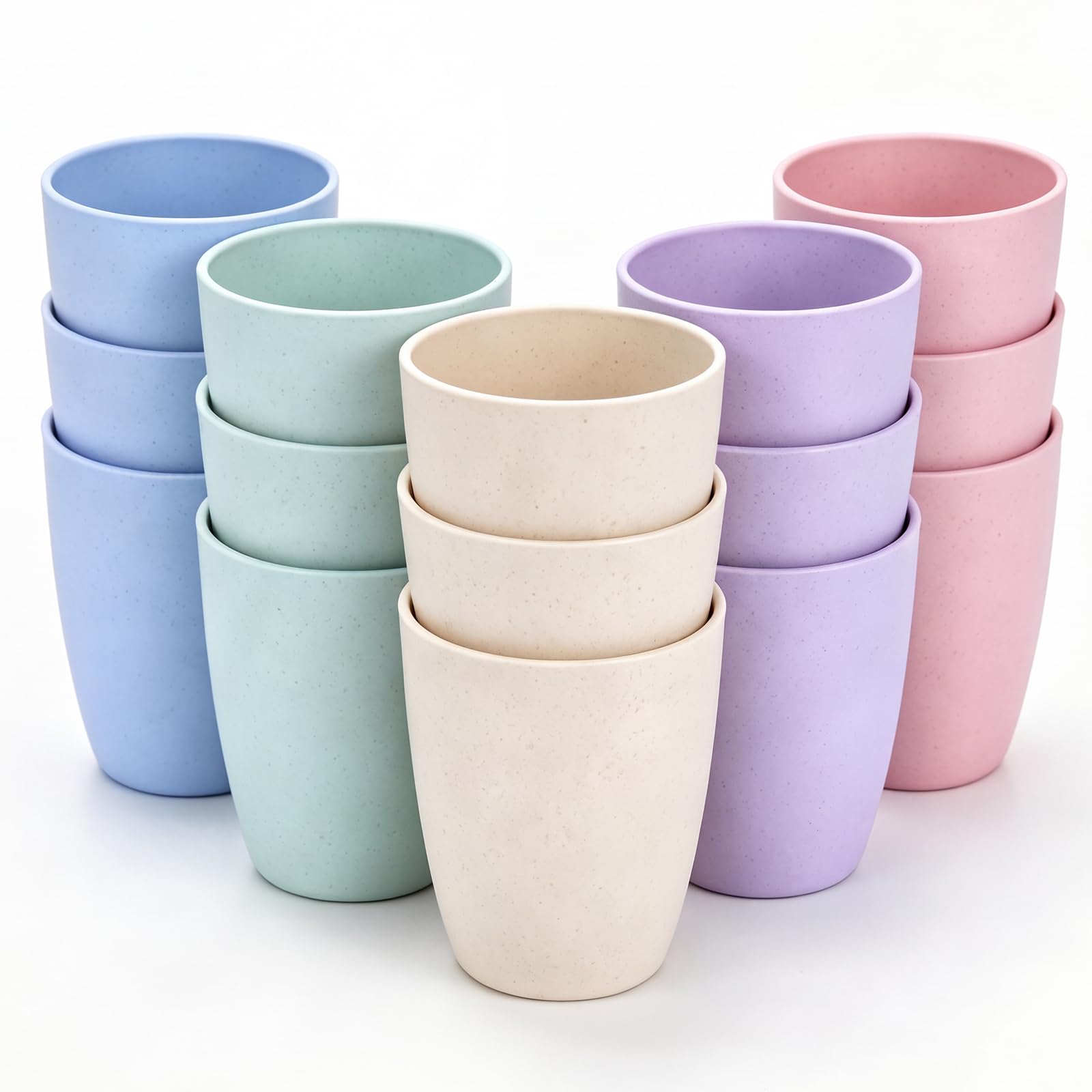 Yixinhe 15 Pack Reusable Plastic Cups 350ml Durable Plastic Tumblers Kids Cups for Kitchen Outdoor Parties Picnics, Camping-5 Colour