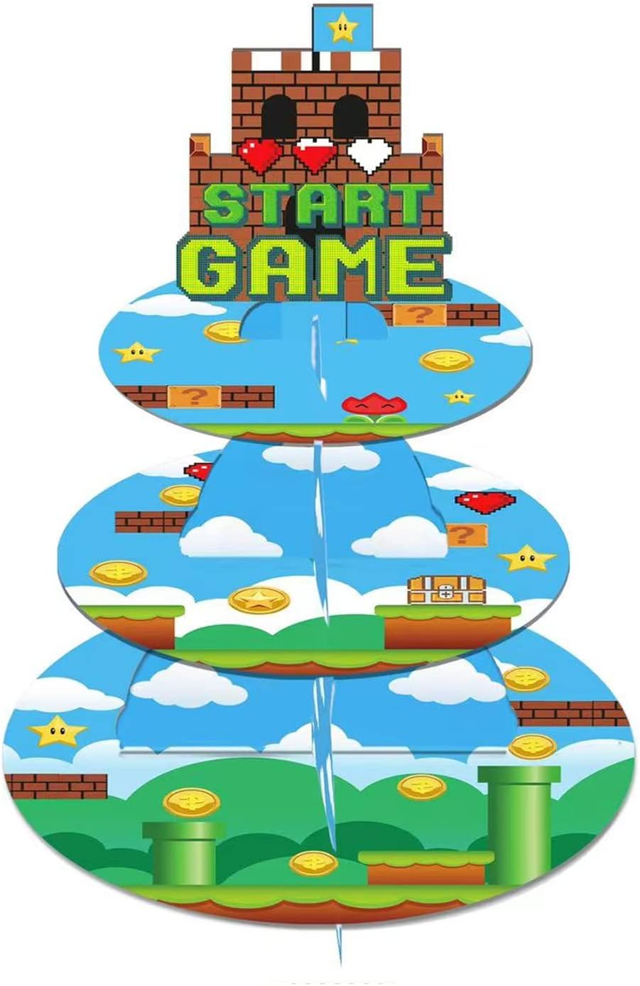 RONIAVL Mario Cupcake Stand,Birthday Theme Party Supplies for Kids 3