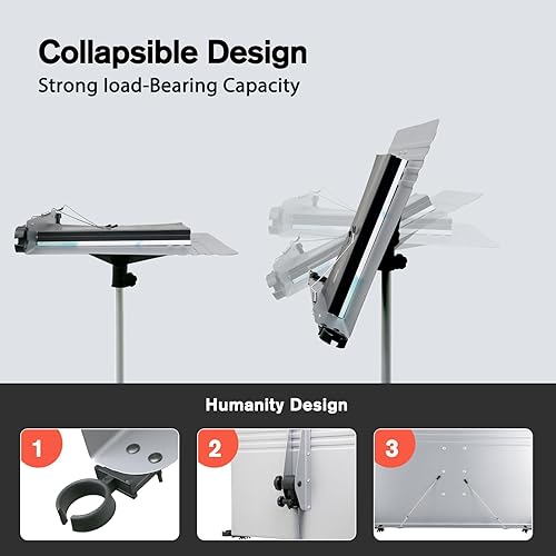 Miniatura 4 de RANMING Soporte de música, soporte plegable de doble uso para partituras y soporte para libro de escritorio, soporte portátil profesional para