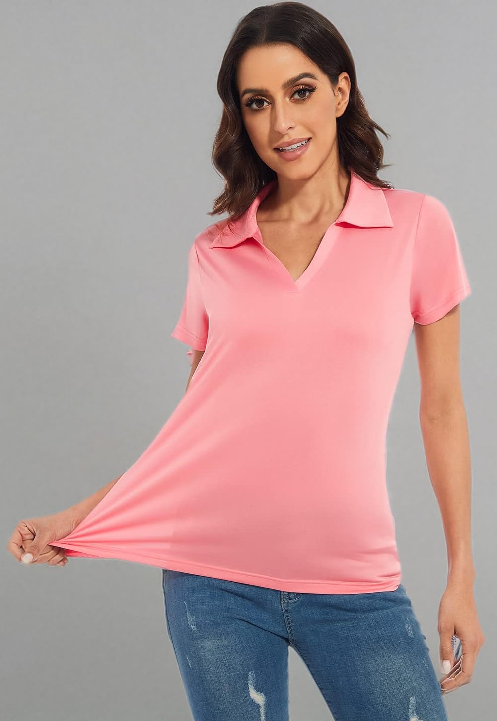 Ullnoy Women's Dry-fit Golf Polo Shirts Short Sleeve Shirts for Women V Neck Moisture Wicking Sports Tops Collar 1-3 Pack - Image 6