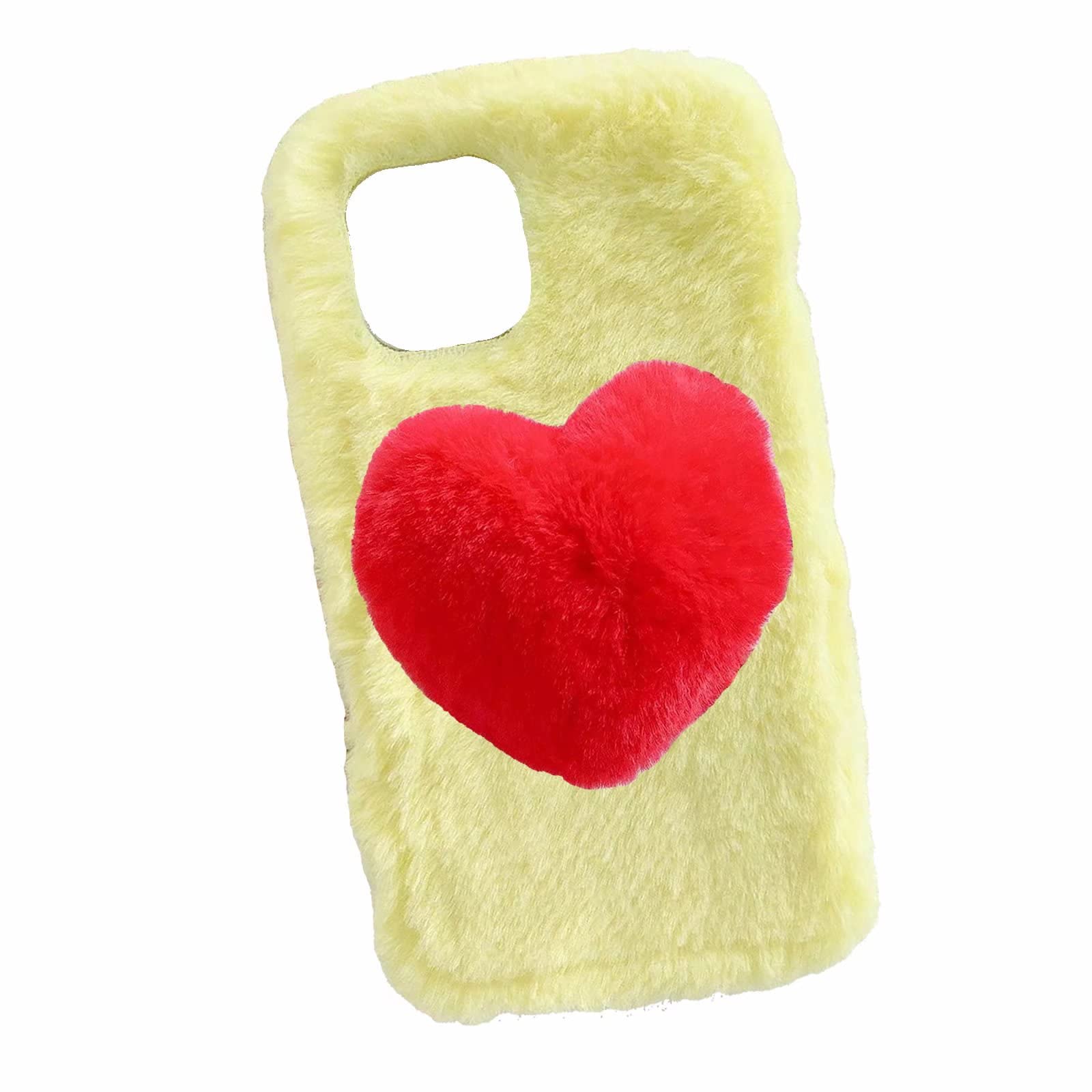 Cute Fluffy 3D Case for Xiaomi Redmi Note 11 Pro,Girls Women Furry Rabbit Faux Winter 3D Heart Fur Cover Soft Silicone Shockproof Bumper,Yellow