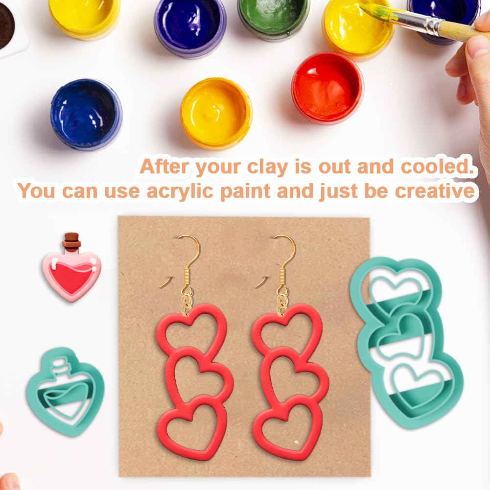 beinkmake Lot de 22 emporte-pièces en argile polymère multi-styles en forme de cœur pour fabrication de boucles d'oreilles, bijoux, loisirs créatifs