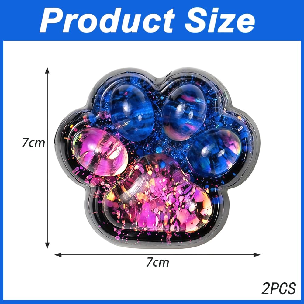 2PCS Cat Paw Sensory Toy,QIANSSE awaii Squishy Fidget Toy for Stress Relief Soft Squeeze Toy for Anxiety Home Office Desk Relaxation for Kids Teens Adults - Image 2