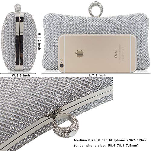 Image of Dexmay Rhinestone Clutch Purse with Crystal Clasp Evening Handbag for Bridal Wedding Party