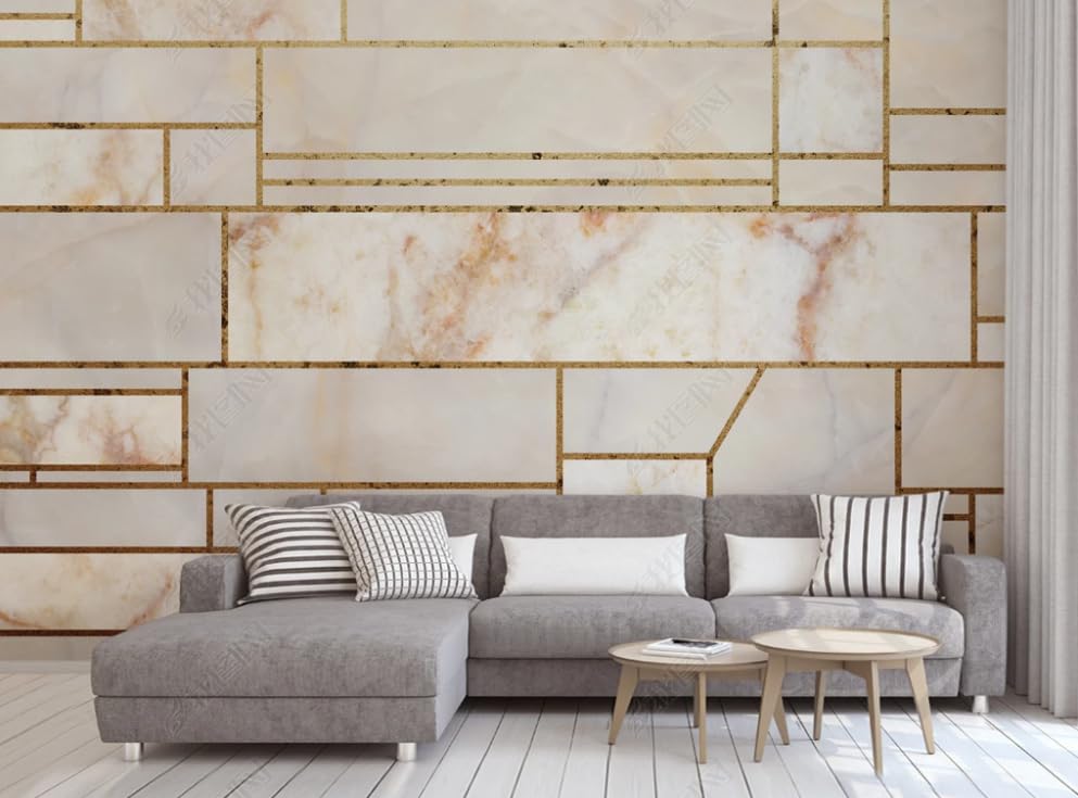 Papier peint marbre géométrique intissé haut de gamme grand format