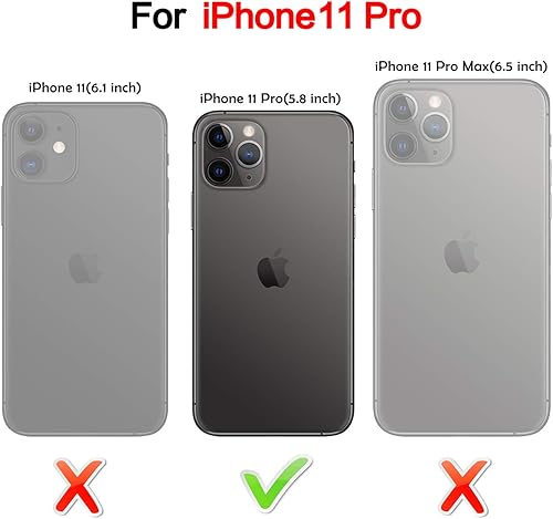 Miniatura 2 de HianDier Funda para iPhone 11 Pro con tarjetero para mujeres y hombres, funda protectora de piel sintética con función atril, cierre magnético, a