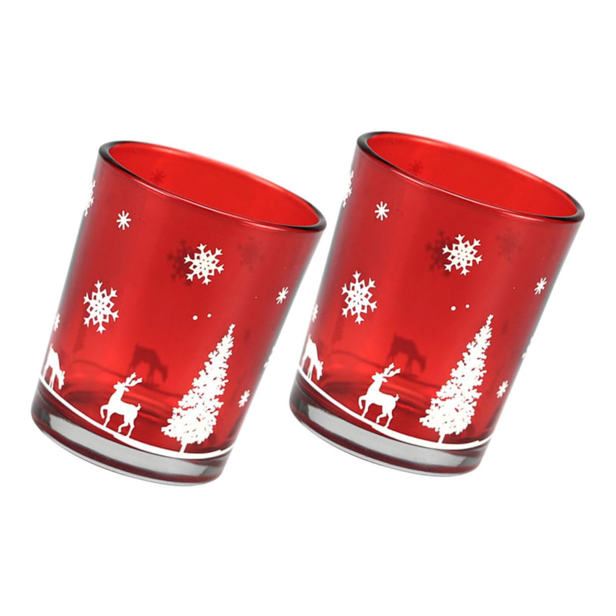 TOPBATHY 8 Piezas Taza De Vela con Tema De Navidad Centro De Mesa con Velas Vela Votiva De Navidad Ornamento del Candelero del Festival Portavelas Candelita Receptor De Goteo De Vidrio