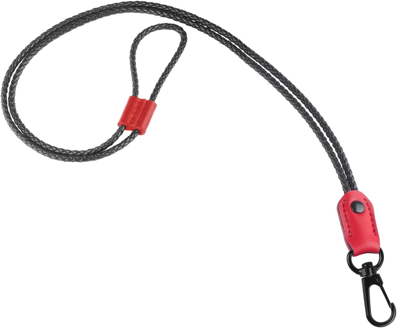Lanyard for Women, Leather Badge Neck Lanyard Keychain for ID Card Holder Office Adjustable Keys Lanyard with Metal Clasp-Red