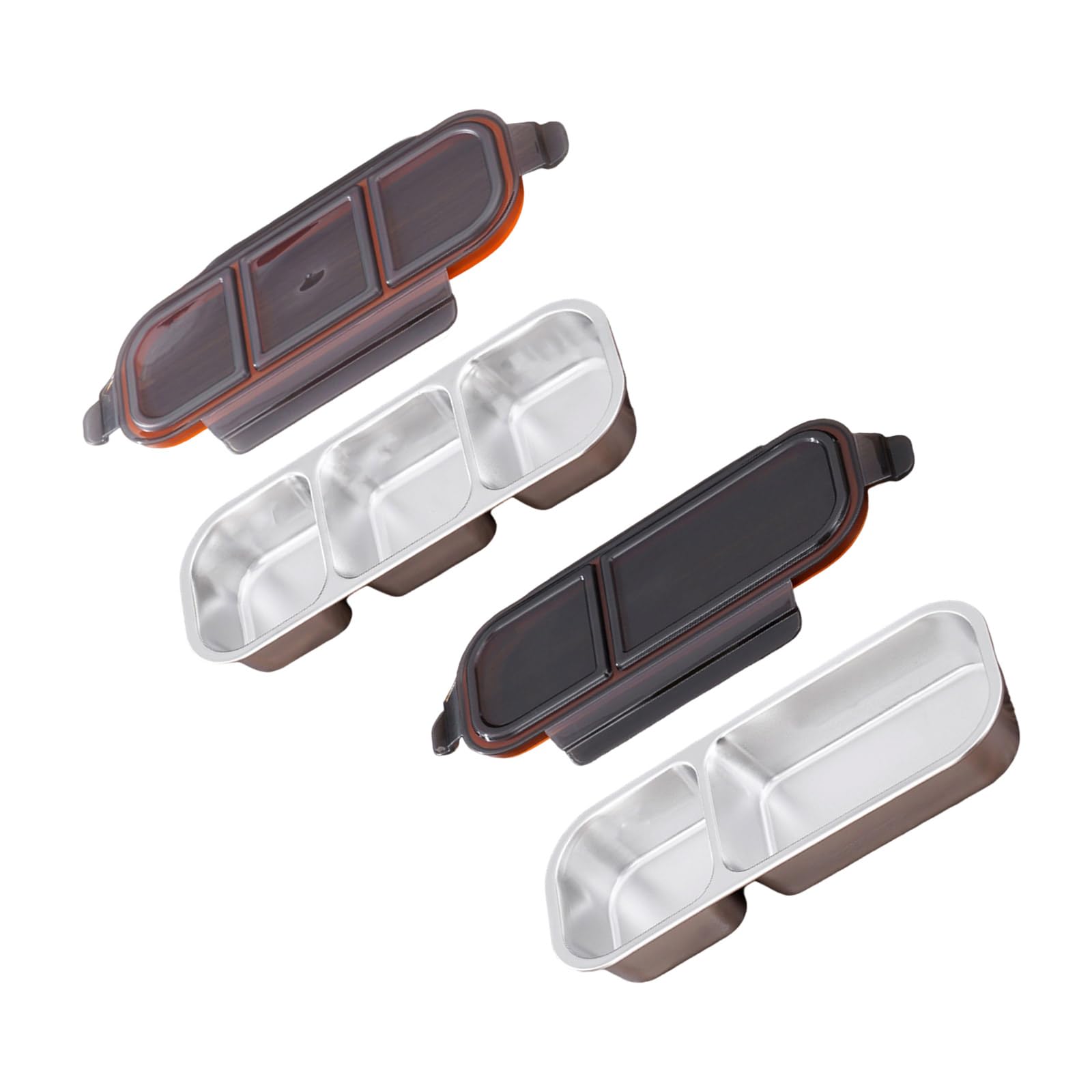 Boîte À Déjeuner Multi-Compartiments en Acier Inoxydable 2 Pièces avec Couvercle Étanche Plateau De Collations Passe Micro-Ondes Récipient Alimentaire Divisé Stainless Steel Meal Preps Box