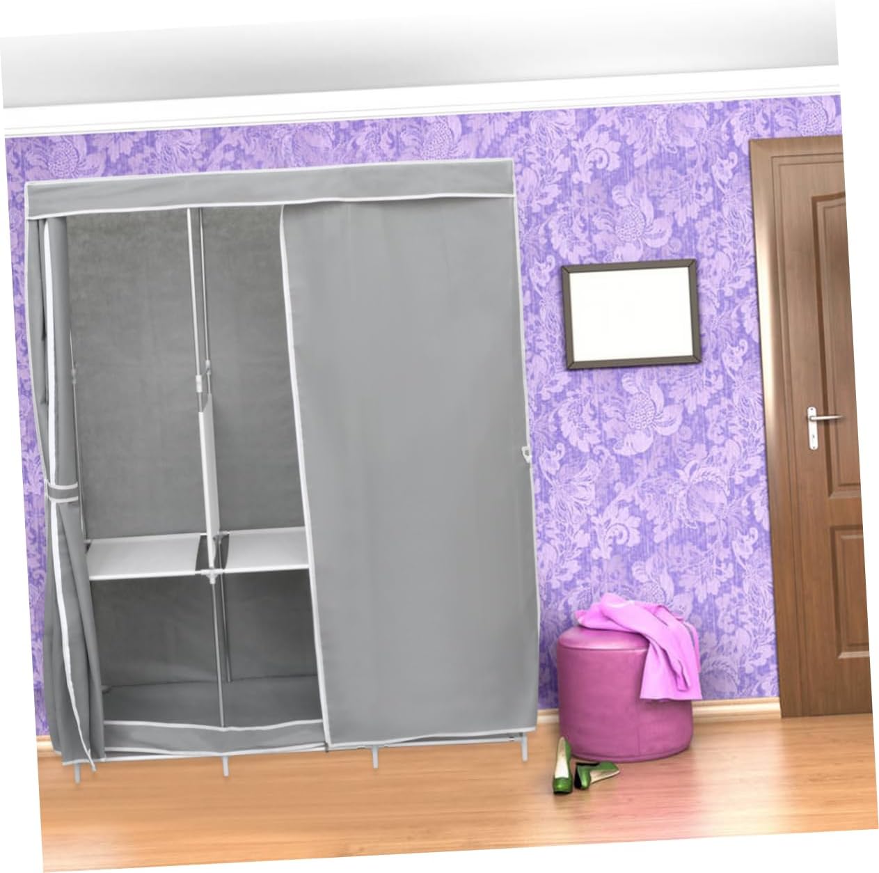 Unomor 1Pc Steel Frame Non-Woven Fabric Clothes Closet with Dustproof Storage and Large Capacity for Home Organization Easy Assembly Portable Wardrobe for Clothes Coats Jackets and Shoes