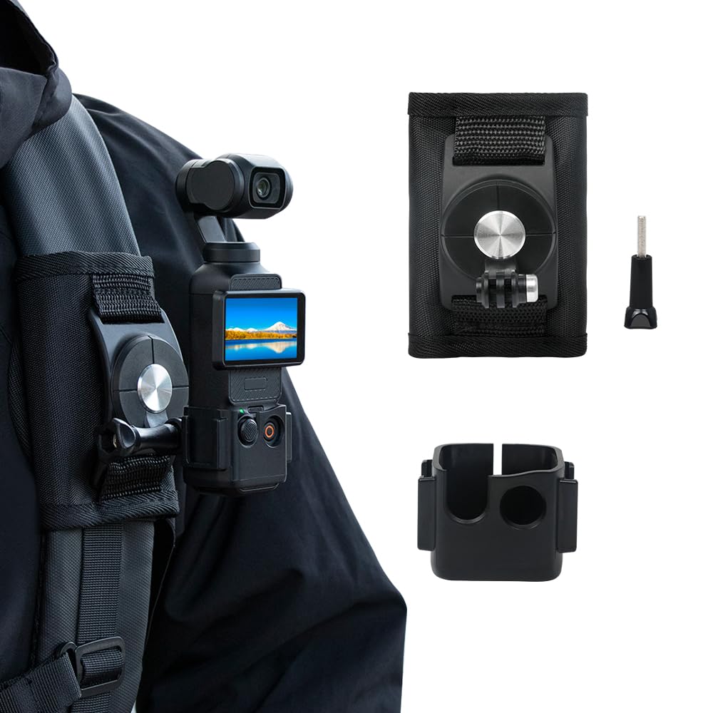 QUASCO Backpack Mount for DJI Osmo Pocket 3, Bag Belt Shoulder Strap Mount with Extended Border - Hands-Free Camera Stabilizer Holder for Vlogging,