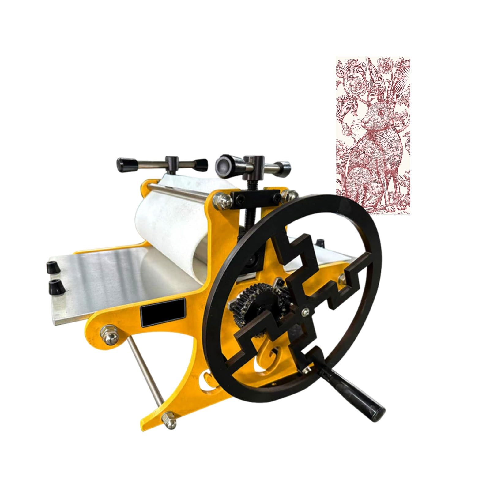 Druckpresse Manuell für Holzdruck und Kupferstich, Radierpresse 19,7x9,8 Zoll, Tischmodell Druckmaschine für Tiefdruck, Profi Grafikpresse für Papier und Atelier