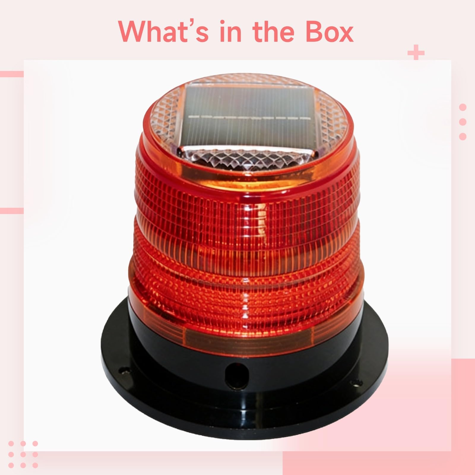 Warnleuchte mit Solarbetrieb, rote LED-Blitzleuchte mit stark haftendem Sockel, 360° Sichtbarkeit, wasserdicht, Notfall-Stroboskop für Fahrzeug, Verkehr, Marine und Baustellen, bei Tag und Nacht