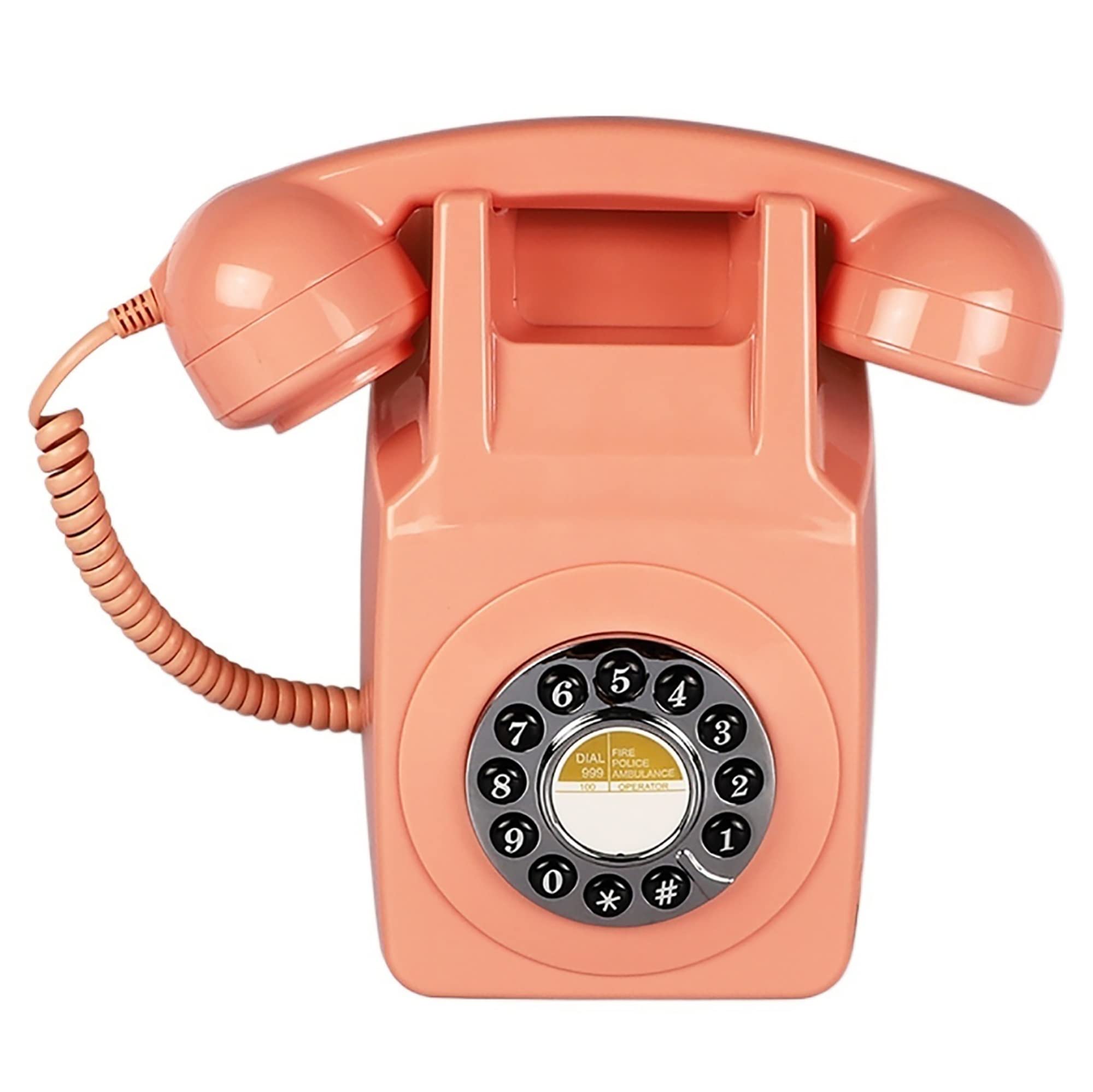 telefon ścienny telefon stacjonarny, retro telefon stacjonarny z przyciskami, kręcony kabel, autentyczny dzwonek, telefon stacjonarny do domu, telefon domowy do biura, te(E)