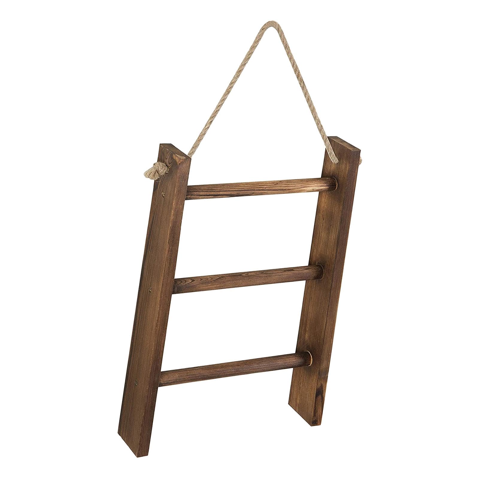 LOVIVER Toalleros de Madera, toallero Colgante, Escalera Colgante de Madera, Colgador de exhibición, toallero de 3 Niveles, Estante para Toallas para Puerta